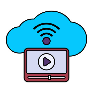 Enterprise-Grade Lightning-Fast Live Streaming Concept, cloud-based on-demand video Vector Icon Design, Cloud Processing Symbol, Computing Services Sign, Web Servics and Data Center stock illustration
