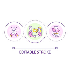 Growing together in relationship loop concept icon. Deepening love abstract idea thin line illustration. Making connections with partner. Isolated outline drawing. Editable stroke. Arial font used