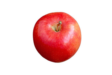 Closeup of a fresh ripe red apple isolated on transparent background, png file