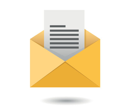 Open envelope with note paper card. Mail icon. Vector illustration

