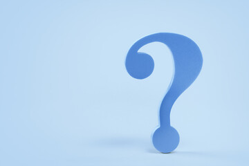 question mark symbol on blue background. QandA FAQ. Questions and answers. How to and why concept