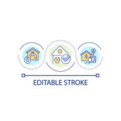 Plumbing and electricity loop concept icon. House communications maintenance. Construction abstract idea thin line illustration. Isolated outline drawing. Editable stroke. Arial font used