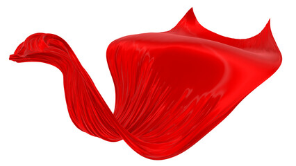Fototapeta premium Beautiful flowing fabric of red wavy silk or satin. 3d rendering image.