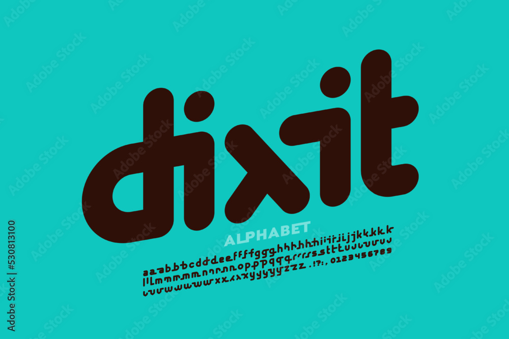 Fototapete modern lowercase style font design with alternative letters, alphabet and numbers vector illustratio