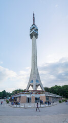 Belgrade, Serbia - June 26, 2019: Avala Tower located on Mount Avala in Belgrade. 204 m tall telecommunications tower