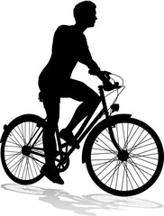 Obraz na płótnie Canvas Bike Cyclist Riding Bicycle Silhouette