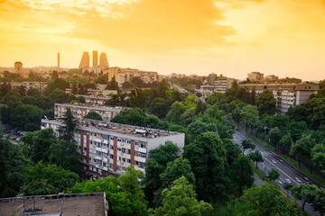 Fototapeta na wymiar Belgrade, Serbia - June 26, 2019: View from hotel Srbija on ustanicka street