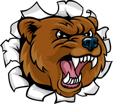 Bear Angry Mascot Background Breakthrough