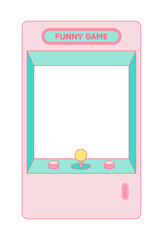 Cute, colorful retro style arcade game machine illustration graphic.