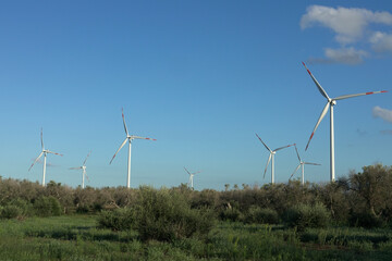 Wind turbines on the Mediterranean coast