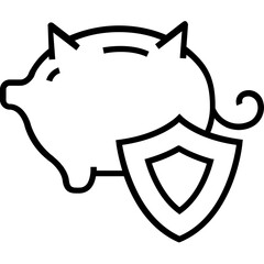Piggy Bank Line Vector Icon