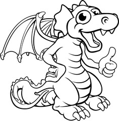 A cute cartoon red dragon character giving a thumbs up