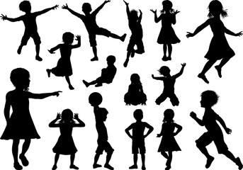 Fototapeta premium Children Silhouette Set