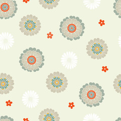 Stylized Ornamental Decorative Flowers Vector Seamless Pattern