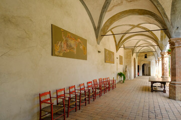 May 2022 Parma, Italy: Interior of the the Castle/Castello of Montecchiarugolo, Parma, Italy. Building of the castle