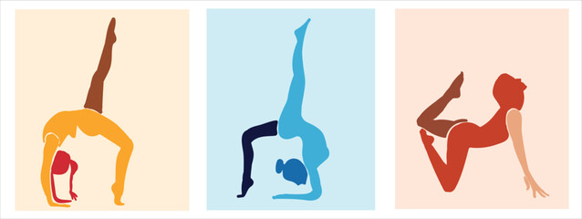 yoga motion people silhouettes for back pain