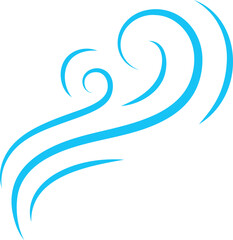 Obraz premium Blue air motion lines. Wind symbol. Steam sign