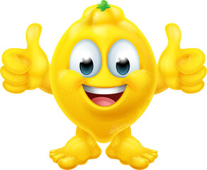 Fototapeta na wymiar Lemon Fruit Cartoon Emoticon Emoji Mascot Icon