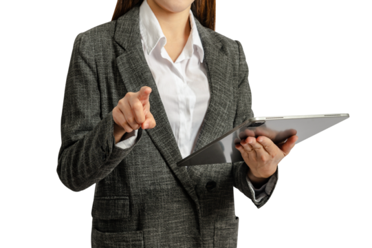 Business man working on digital tablet isolated white background.illustration vector illustrator Ai.PNG.