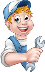 Plumber or Mechanic Holding a Spanner