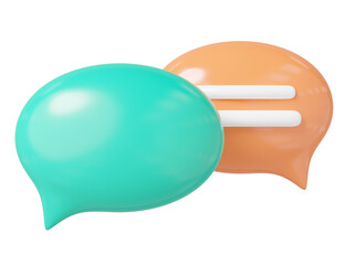 3d Chat bubble icon. Glossy speech balloon symbol on transparent. Social media messages box. Comment text cloud icon for website. Talk online support concept. Cartoon icon minimal smooth. 3d rendering