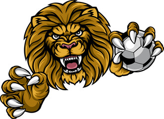 Lion Soccer Ball Sports Mascot