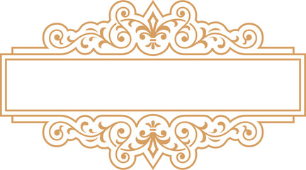 Golden rectangular monogram template. Premium line ornament
