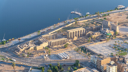 Luxor, Egypt; August 17, 2022 - The beautiful Luxor Temple in the middle of Luxor town, Egypt.