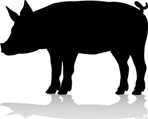 Pig Silhouette Farm Animal