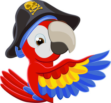 Peeking Cartoon Pirate Parrot