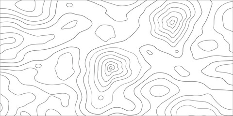 Abstract Topographic Contour Map Template. Abstract composition of black circles and lines on a white background. 