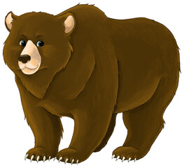 cartoon bear standing looking and smiling isolated - illustration for children
