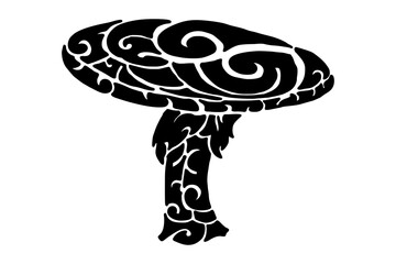 Black Mushroom Tattoo Vector