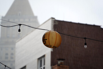heavy rain in chinatown new york city
