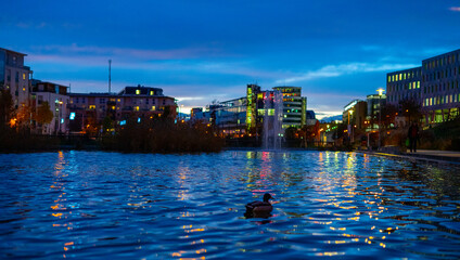 Fototapeta premium City at night in Germany Karlsruhe
