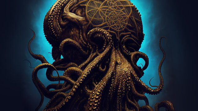 Scary monsters, mutants with tentacles. Horror background. Halloween.