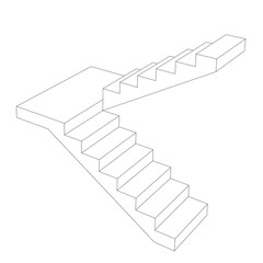 3d line drawing of stairs. u shaped with landing	