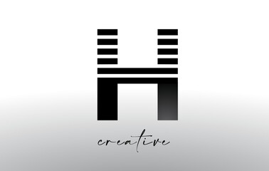 Lines Letter H Logo Design with Creative Lines Cut on half of The Letter