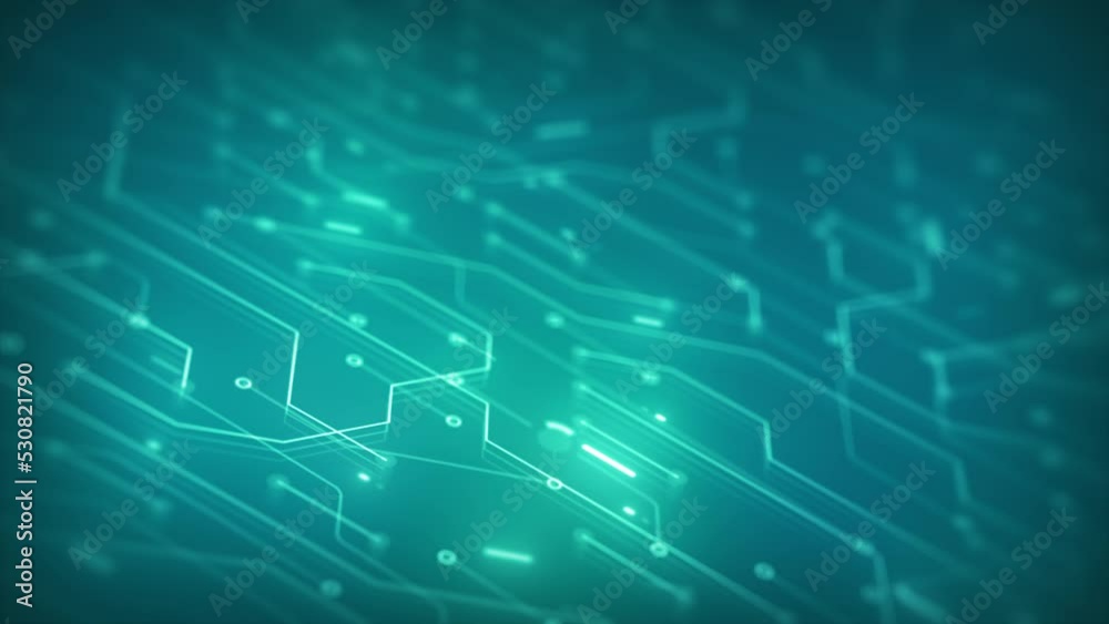 Poster hitech computer chipset background loop/ 4k animation of an abstract technology background with elec