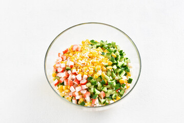 Chopped vegetables for salad