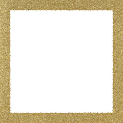Square gold glitter frame PNG transparent.