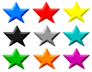 Collection of colorful Star by 3d render.