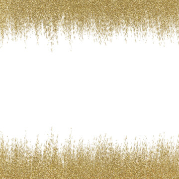 Square Gold Glitter Frame PNG Transparent.