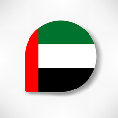 United Arab Emirates drop flag icon with shadow on white background.
