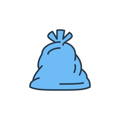 Trash Bag vector Rubbish concept blue icon