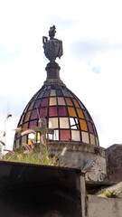 Stained glass dome on a grave in La Recoleta Cemetery in Buenos Aires, Argentina