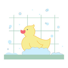 Rubber duck in the bathtub. vector illustration
