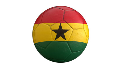 Drapeau du Ghana incrusté dans un ballon de football avec couche Alpha fond transparent