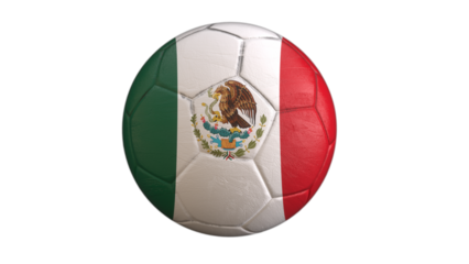 Drapeau du Mexique incrusté dans un ballon de football avec couche Alpha fond transparent