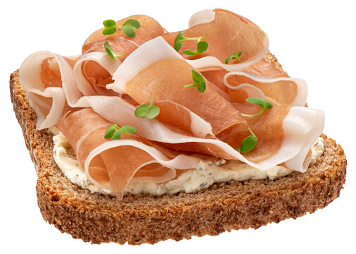 Bread with prosciutto isolated  - Powered by Adobe